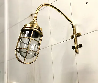 VIntage Solid Brass Antique Marine Swan Passageway Sconce Wall Light Fixture • $114.66