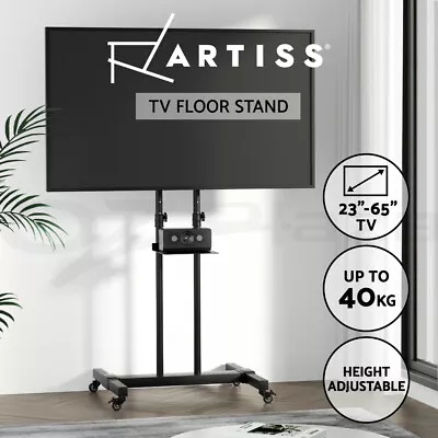 $90.96 • Buy Artiss Steel Mobile TV Stand Cart Height-adjust Up To 65  Screens 40kg