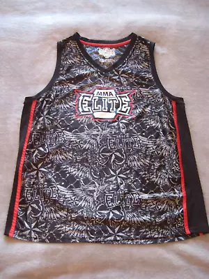 MMA Elite Shirt Mens XL Black Gray Tank Top Jersey All Over Print Sleeveless • $29.99