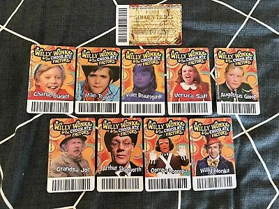 WILLY WONKA Coin Pusher Full 10 Card Set With RARE Golden Ticket Arcade Timezone • $49.95