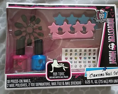 Monster High Clawsome Nail Set: Press-ons File Stickers & 2 Polishes • $7