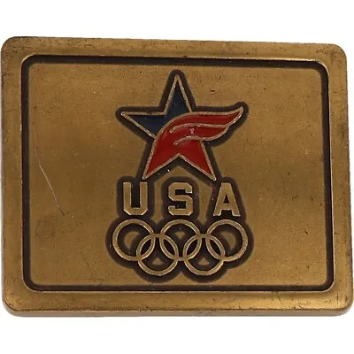 Olympic Games Usa Nike Rings Athlete United States 1990s Vintage Belt Buckle • $35