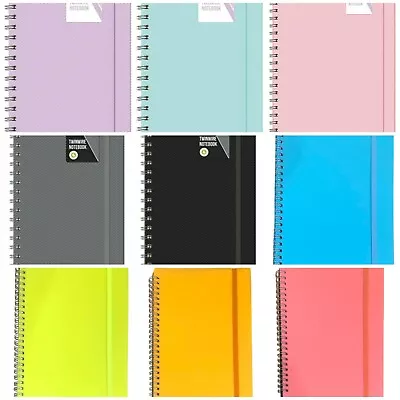 £3.79 • Buy A4 / A5 Note Pad  Spiral Poly Pastel Banded Twinwire Notebook Sheet Lined 