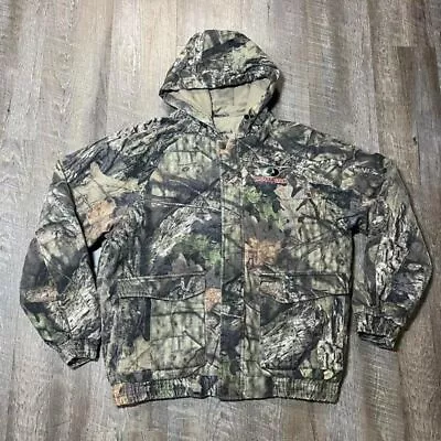 Vintage Mossy Oak Camo Zip Button Hooded Jacket Mens Size Large • $50