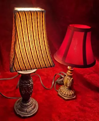 Set Of 2 Small Bedside Table Lamps Fabric Shades Desk Lamps For Bedroom Office • $25