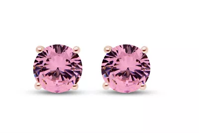 6ct Solitaire Stud Earrings Simulated Birthstone 14K Rose Gold Plated Sterling • $44.99