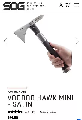 NEW 12.5” SOG Voodoo Hawk Mini Tactical Tomahawk SATIN SILVER & BLACK F182N-CP • $46.71