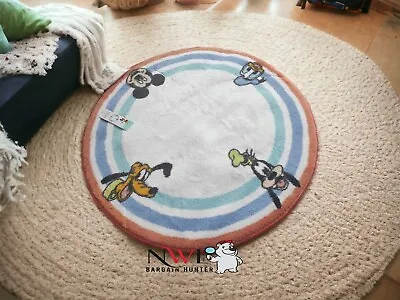 Mickey Mouse Goofy Donald Duck Pluto Rug Bath Kids Childs Disney 80cm Round NEW • £13.49