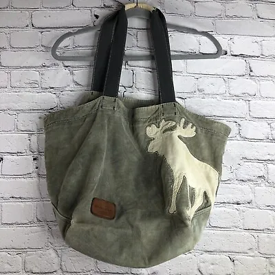 Vintage Abercrombie Tote Bag Purse Moose Green Corduroy Y2K Logo Embroidered • $29.99