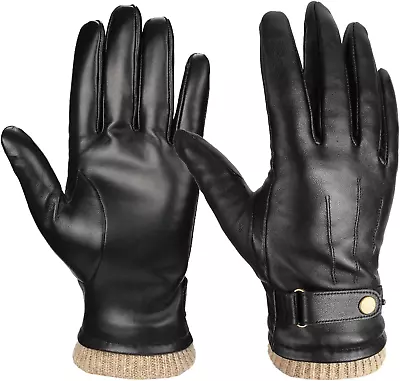 OZERO Mens Winter Gloves Nappa Leather Warm Cashmere Touchscreen Dress Glove  • $43.97