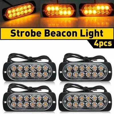 4PCS 12 LED Strobe Light Bar Car Truck Flashing Warning Hazard Beacon Amber • $13.99