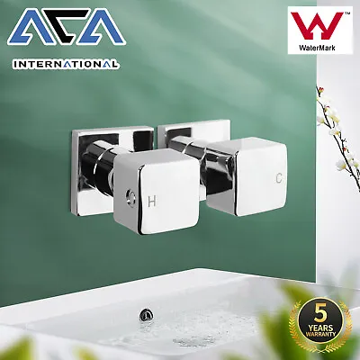 ACA Wall Shower 1/4 Turn Twin Mixer Taps SPA Basin Bath Spout Brass Cubic Chrome • $47.61