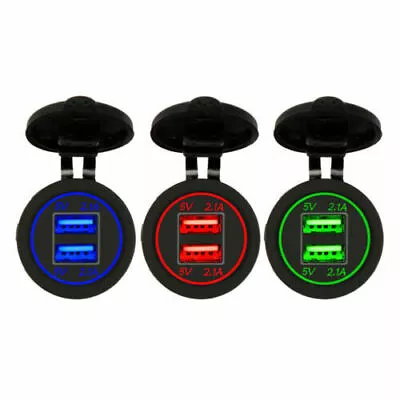 Dual Port USB Charger Socket Power Outlet Adapter Plug For Car Boat Motorcycle • $7.88