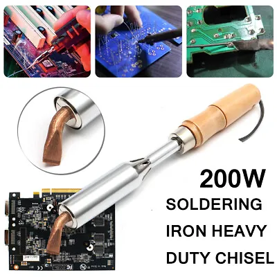 £23.87 • Buy 200W Heavy Duty Soldering Iron 220V Chisel Point Copper Tip Electric Welding