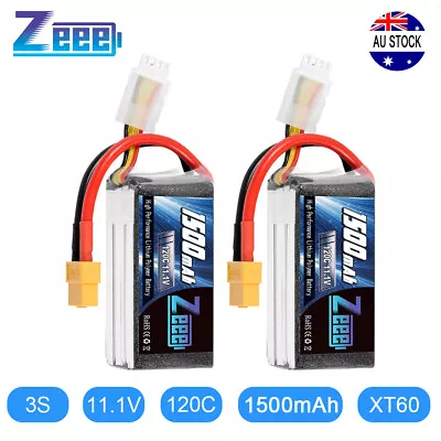 $53.99 • Buy 2PCS Zeee 3S Graphene LiPo Battery 1500mAh 120C 11.1V XT60 For RC FPV Drone Quad