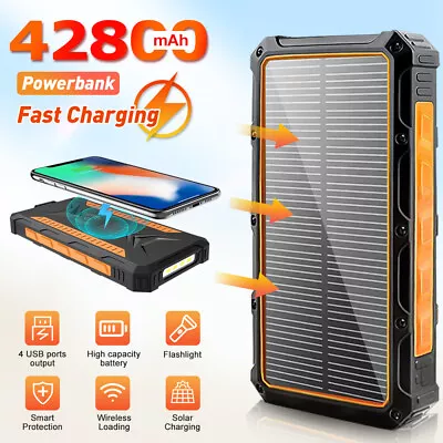 2024 Super 1000000mAh 4 USB WirelessCharger Solar Power Bank LED For Cell Phone • $18.99