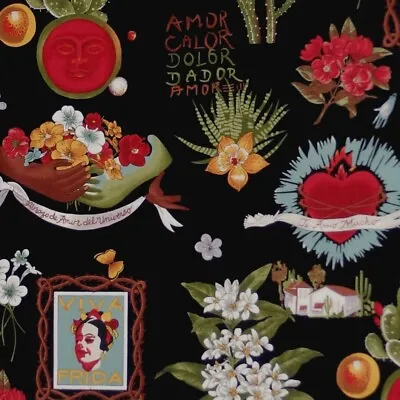 £8.50 • Buy Alexander Henry VIVA FRIDA Mexican Frida Kahlo Fabric - Black