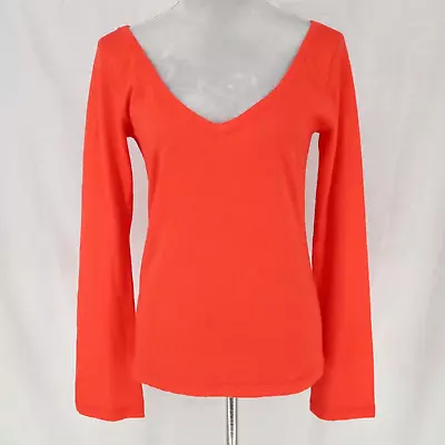 Mai Orange Cashmere Sweater Size Large Womens Stretch Pullover V Neck Bell Slvs • $29.73