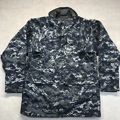 Navy Military Parka Small Blue Digital Camo Gore-Tex Hood Waterproof Minecraft • $49.50