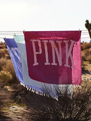 $14.99 • Buy New Victoria's Secret PINK Limited Edition Fringe Beach Blanket Throw Rare Gift