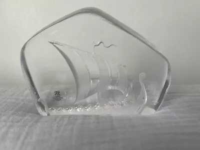 Mats Jonasson Swedish Art Glass Viking Ship Paperweight Label/signed Please Read • £12.99