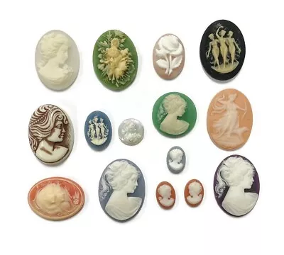 15 Vintage Resin Cameos (West German Hong Kong Japan) DIY Jewelry Crafting C82 • $11.24