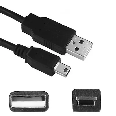 Mini USB Cable Charger Lead A To 5 Pin Mini B Sync Charge 0.5m 1m 2m 3m 5m • £2.53