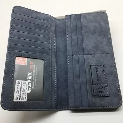 Men's Bifold ID Card Holder Checkbook Long Wallet Billfold Clutch Purse Handbag • $12.34