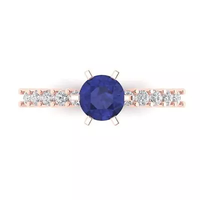 1.20 Ct Round Tanzanite Gem Promise Bridal Wedding Designer Ring 14k Rose Gold • £261.76