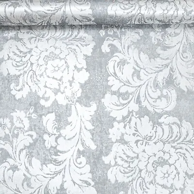 Floral Damask Grey Wallpaper Shimmer Metallic Silver Paste The Paper Smooth • £8.09