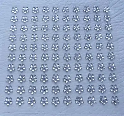 100 X 6mm Self Adhesive Rhinestone Stick On Flowers For Arts Craft Card Making • £2.25