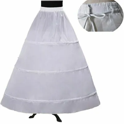3 Hoop White Crinoline Skirt Long For A Line Bridal Dress Gown Slip Petticoat • $13.99