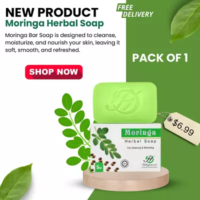 Women Moringa Herbal Soap-Pack Of 1 (5 Oz Bar) For Face & Body Moisturizing • $6.99