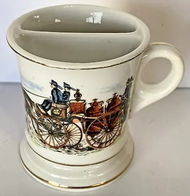 Vintage Mustache Mug Ceramic Cup Americana Old Fashioned Fire Wagon • $15.99