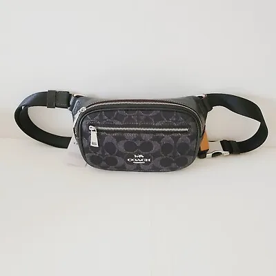 Coach CQ186 Signature Denim Mini Belt Bag Sling Fanny Pack Black Shoulder • $134.24