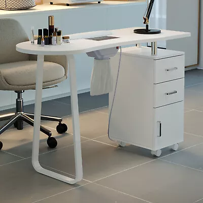 White Professional Manicure Table Salon Nail Station Beauty Desk +Dust Collector • £155.95