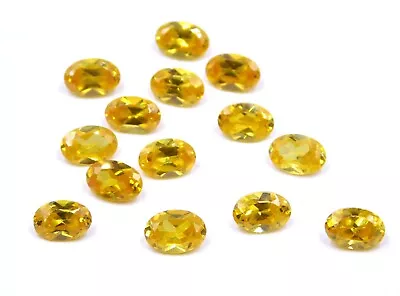 14 Cts 14 Pcs Lab Created Yellow Sapphire C.Z Oval Cut Lot Loose Gemstone 4x6 MM • $11.03