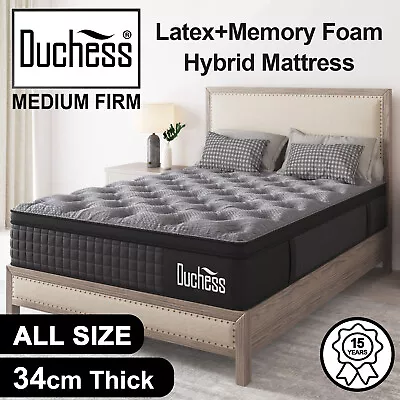 Duchess Mattress QUEEN DOUBLE KING SINGLE Bed Medium Firm Spring Latex Foam 34cm • $169