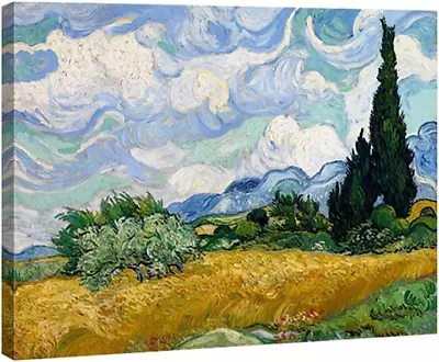 Framed Canvas Art Wheat Field With Cypresses By Van Gogh Landscape Oil Paintings • $24.17