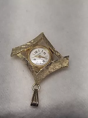 Vintage Endura Lady Gold Tone Swiss Made Hand-Wind Necklace Pendant Pocket Watch • $19.10