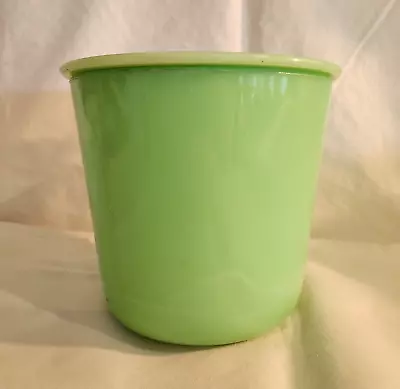 Vintage McKee Jadeite Green Glass Canister 5  Tall With Matching Lid • $165