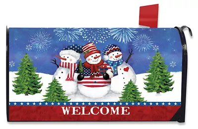 Patriotic Snowmen Magnetic Mailbox Wrap Cover Standard Size • $19.31