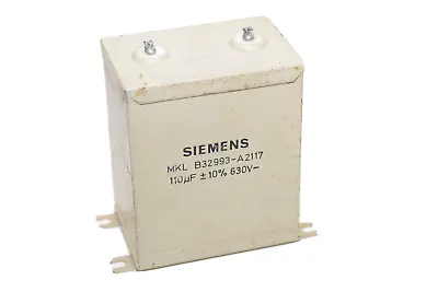 Vintage MKL Capacitor Siemens MKL B332993 110 μF / 630V / 10% Capacitor NOS • $96.09