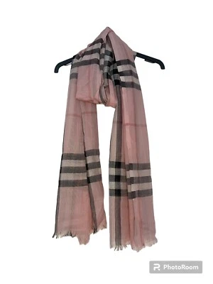 £50 • Buy Burberry Italian Made Wool/silk Pink Novacheck Scarf 220cm X 70cm Authentic Item