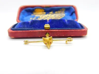 14ct Yellow Gold Fox Mask Stock Pin Or Brooch Antique C1930 Art Deco • £165
