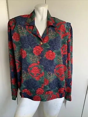 *NWT* TanJay Vintage Women’s Large Floral Long Sleeve Smocked Pullover • $19.99