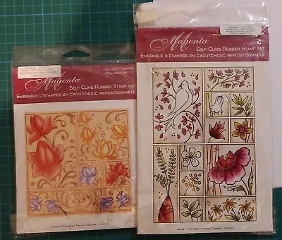 £0.99 • Buy Rubber Stamp Sets Magenta Puzzle Stamps Floral