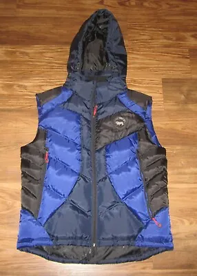 Korean Starun Winter Hooded Vest Jacket Blue/Black Polyester Size L 100 EUC • $50
