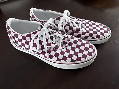 VANS Checker Red White Checkerboard Tie Lace Up Sneakers Shoes Women's Size 11 • £30.41