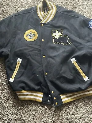 Vtg Rare Nfl New Orleans Saints Mitchell&ness Black Wool Jacket. Mens 3xl • $250